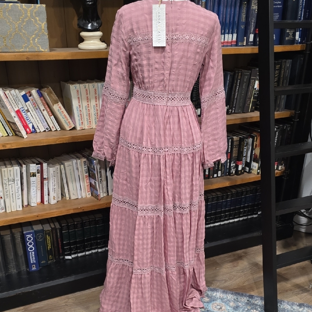 Chic Long Sleeve Pink Maxi Dress, Size 8, Never Worn With Tags - Picture 6 of 10